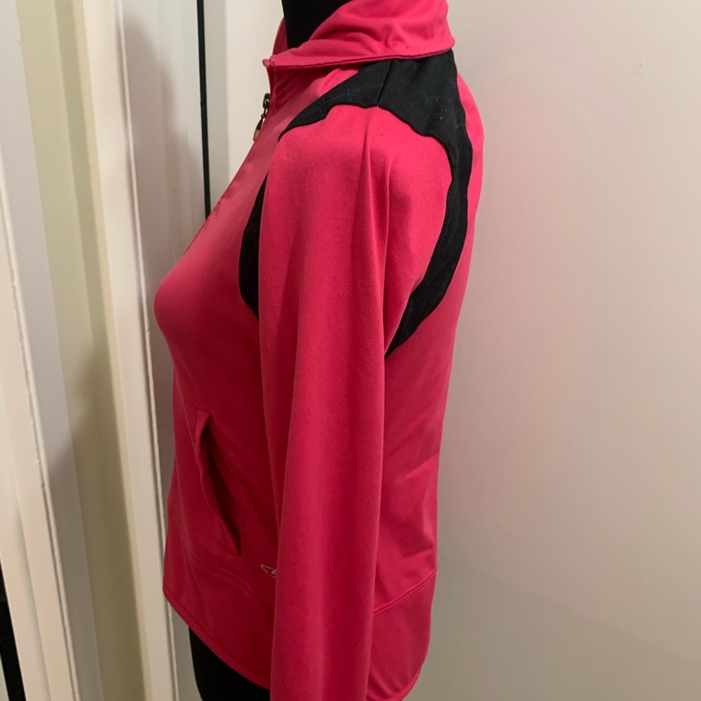 Champion “Barbie” Pink & Black Long Sleeve Zip Up Activewear with Thumbholes - Picture 3 of 7